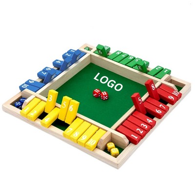 4-Player Wooden Shut The Box Dice Game