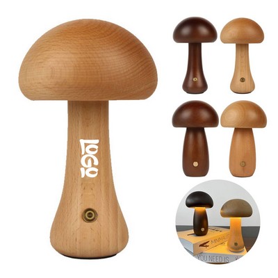 Wood LED Mushroom Mini Table Lamp