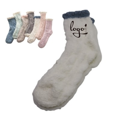 Coral Fluffy Winter Slipper Socks