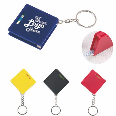 Compact Mini Keychain Tape Measure Square Bubble Level Ruler Combo