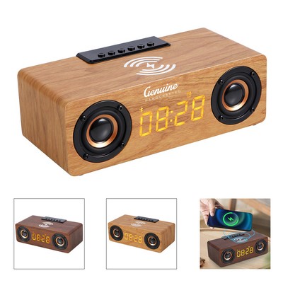 Wooden Wireless Charging Speaker with Alarm Clock