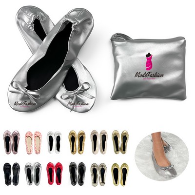 Travel Ballet Flats With Wristlet Bag