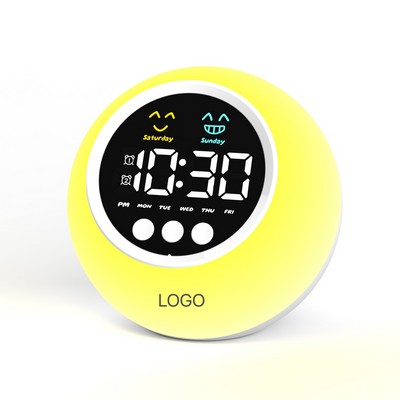 Children's Sleep Training Alarm Clock with 7-Color Ambient Night Light, Toddler Sleep Trainer