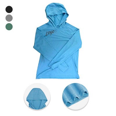 Men's Hooded UPF 50+ Sun Protection Long Sleeve T-Shirt