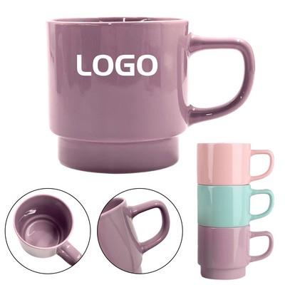 13oz Stackable Ceramic Mug With Macaron Colors And Custom Logo