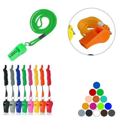 Sports Plastic Whistle w/Lanyard