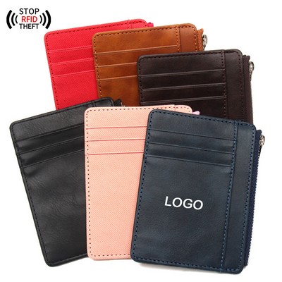 RFID PU Leather Coin Purse Card Pouches