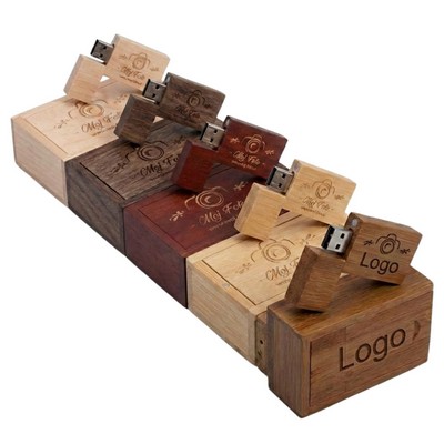 4GB Wooden USB Flash Drive with Magnetic Box Presentation