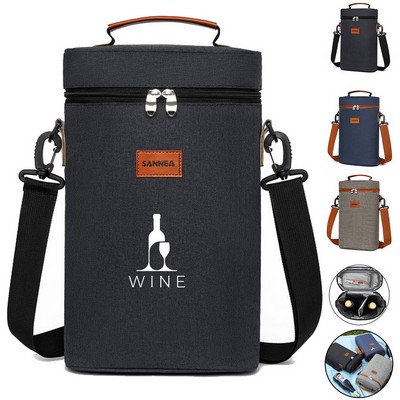 2-Bottle Wine Cooler Bag Waterproof Crossbody Handheld