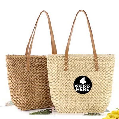 Summer Straw Beach Tote Bag