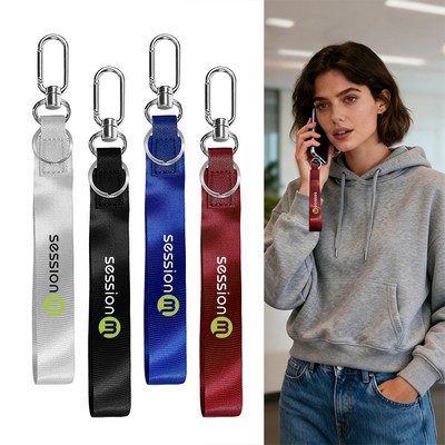 Polyester Woven Wristlet Keychain with Metal Buckle & PU Leather Accent(keychain, key chains)