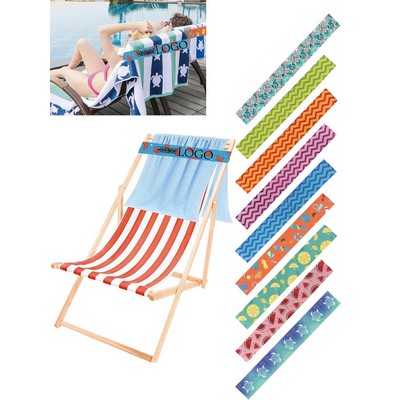 Elastic Beach Chair Towel Strap & Custom Heat Transfer Logo