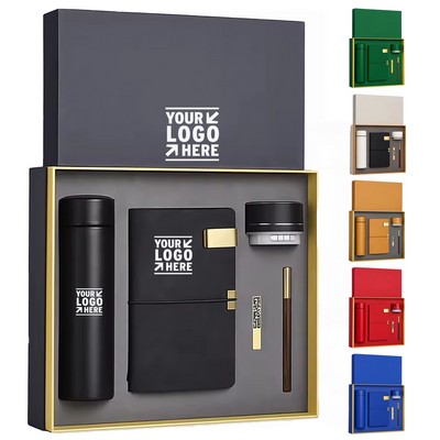 5-in-1 Gold Trim Wooden Pen Business Gift Set