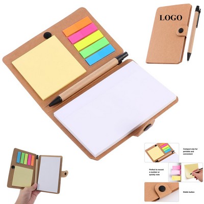 Kraft Paper Spiral Notebook And Sticky Note Combo