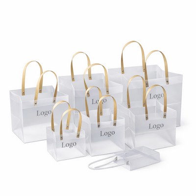 Clear Frosted PVC Gift Bag With Customizable Handle