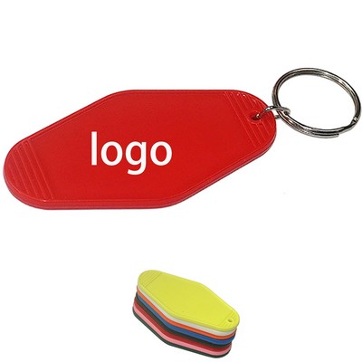 Vintage Motel Style Rhombus Shaped Plastic Keychain With Sturdy Metal Split Ring