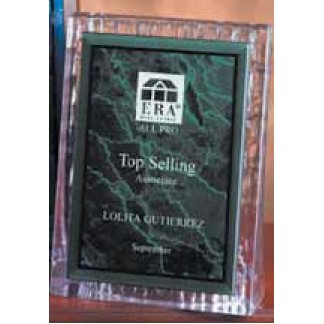 Sculpted Ice Plaque w/Acrylic Stand & Marbelized Acrylic Plate