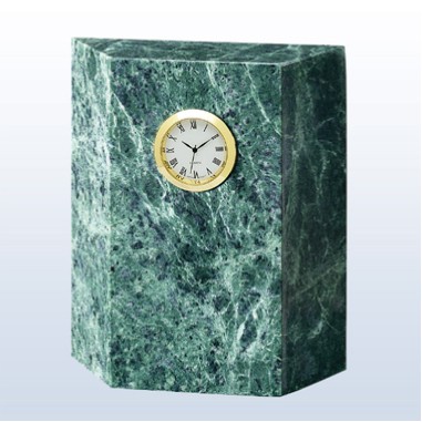 Green Marble Block Clock (SAND BLASTED)