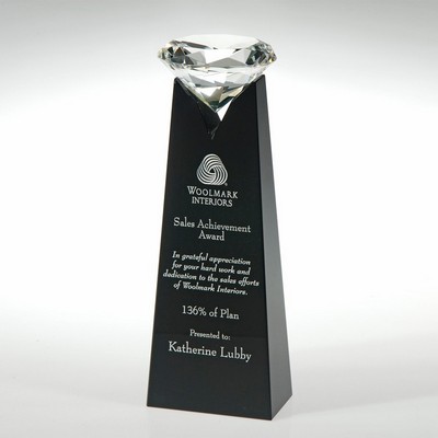 9" Rising Diamond Black Crystal Award