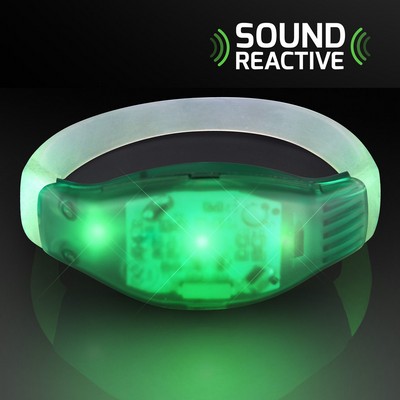 Sound Activated Light Up Green LED Flashing Bracelets - BLANK