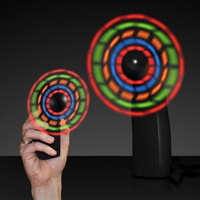 Light Up Promotional Mini Fans with Black Handles - BLANK