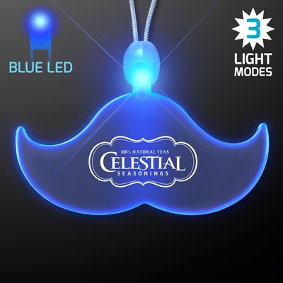Acrylic Mustache Shape Necklace with Blue LED - PRINTED