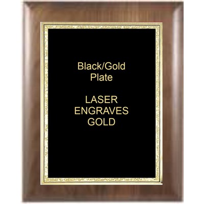 Walnut Elliptical Edge 9" x 12" Plaque - W/ 7" x 10" Black/Gold Florentine Plate