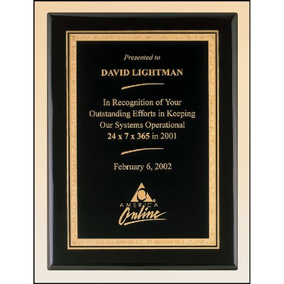 Black Piano Finish Plaque with Florentine Boarder (7" x 9")