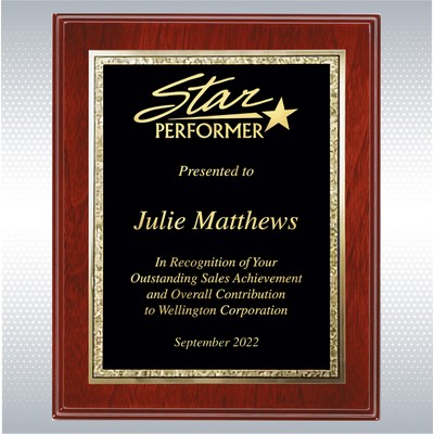 Mahogany Finish Plaque w/Florentine Plate (8"x10")