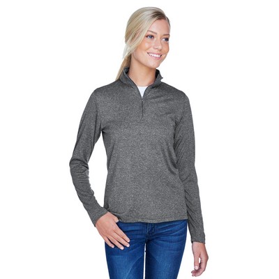 ULTRACLUB Ladies' Cool & Dry Heathered Performance Quarter-Zip