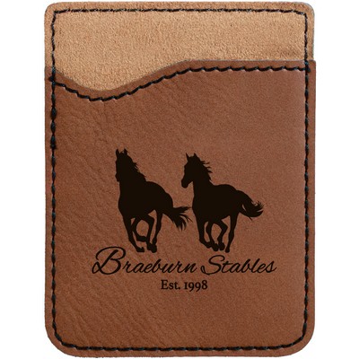 Leatherette Phone Wallet - Dark Brown/Engraves Black