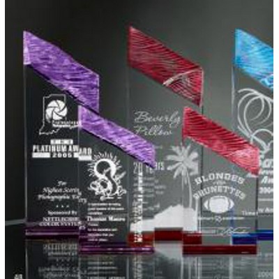 Carved Acrylic Tower Award w/Purple Highlights (8 3/4")