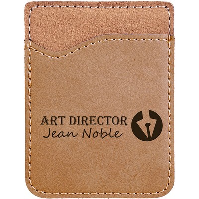 Light Brown Leatherette Phone Wallet, Laserable, 2-3/8"x3-1/8"H