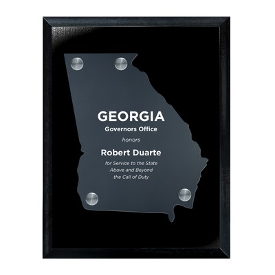 Frosted Acrylic GA State Cutout on Black Plaque