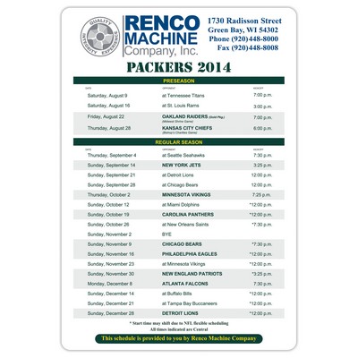 Vinyl Label Calendar (5.6875"x 3.6875")