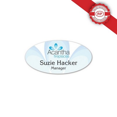 Full Color Name Badge w/ Personalization (1.5"X3") Oval