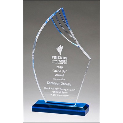 Flame Series Clear Acrylic Award w/Blue Accents (4.875"x 8.75")