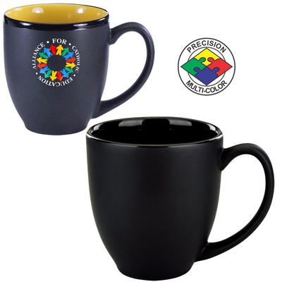 14.5 Oz. Black & Black HiLo Bistro Mug - Dishwasher Safe - Precision Spot Color