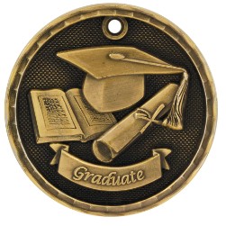 2" Antique Finish 3D Graduate Medal