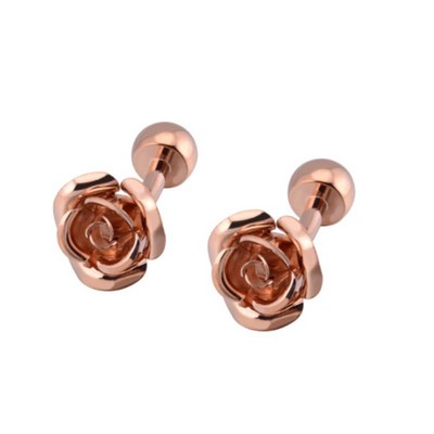 Cuff Links: Rose Gold Flower Cuff Links
