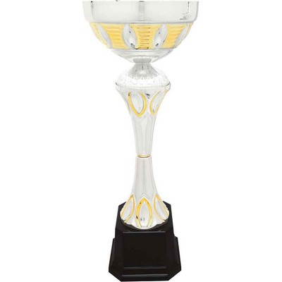 15" Silver/Gold Completed Metal Cup Trophy on Plastic Base