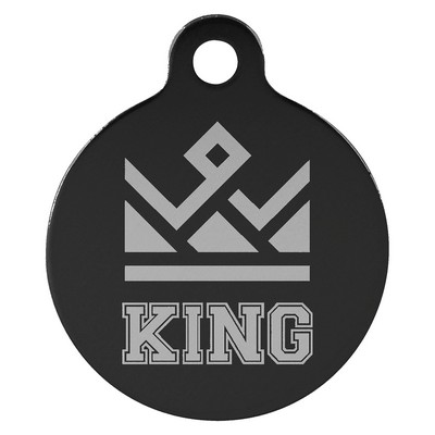 1" Black Anodized Aluminum Round Pet Tag with Tab