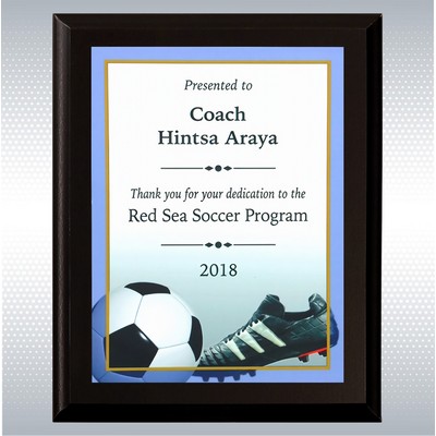 Black Matte Finish Wood Plaque w/Full Color Sublimated Plate (9" x 12")