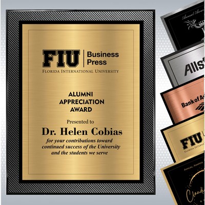 Piano Carbon Fiber Finish Plaque w/Choice of Double Plate (7" x 9")