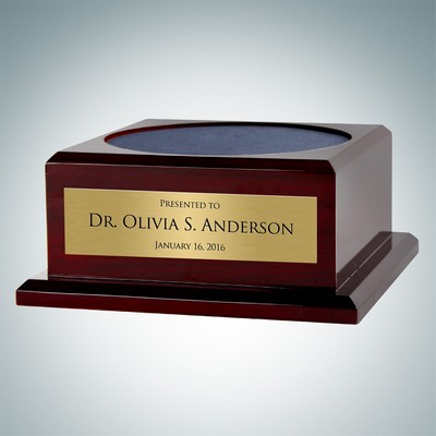 Piano Finish Rosewood Base w/ Personalized Gold Plate (4 1/2" Diameter Top Felt)