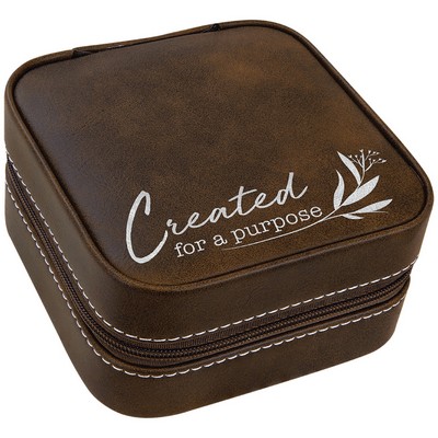 Rustic/Silver Leatherette Travel Jewelry Box
