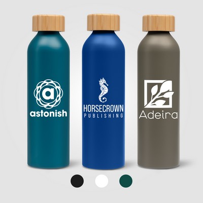 Eden - 20 oz. Aluminum Water Bottle with Bamboo Lid - Silkscreen