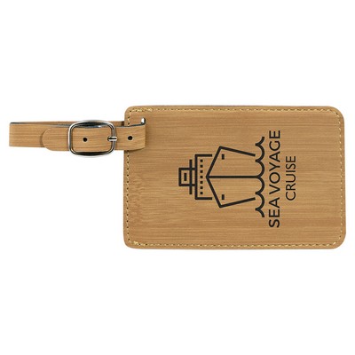 4 1/4" x 2 3/4" Bamboo Leatherette Luggage Tag