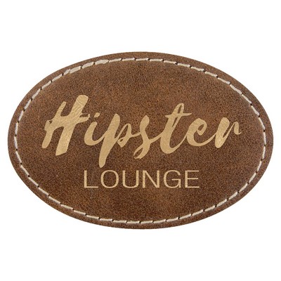 3"x2" Oval Patches, Rustic/Gold Laserable Leatherette