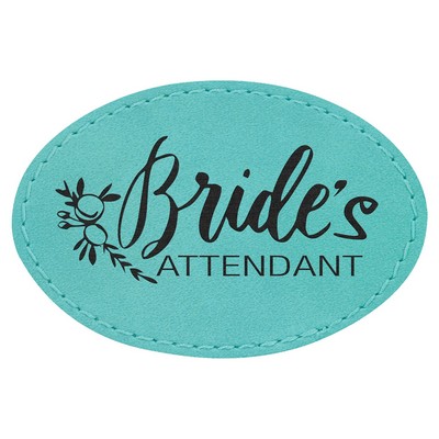 3"x2" Oval Patches, Teal Laserable Leatherette